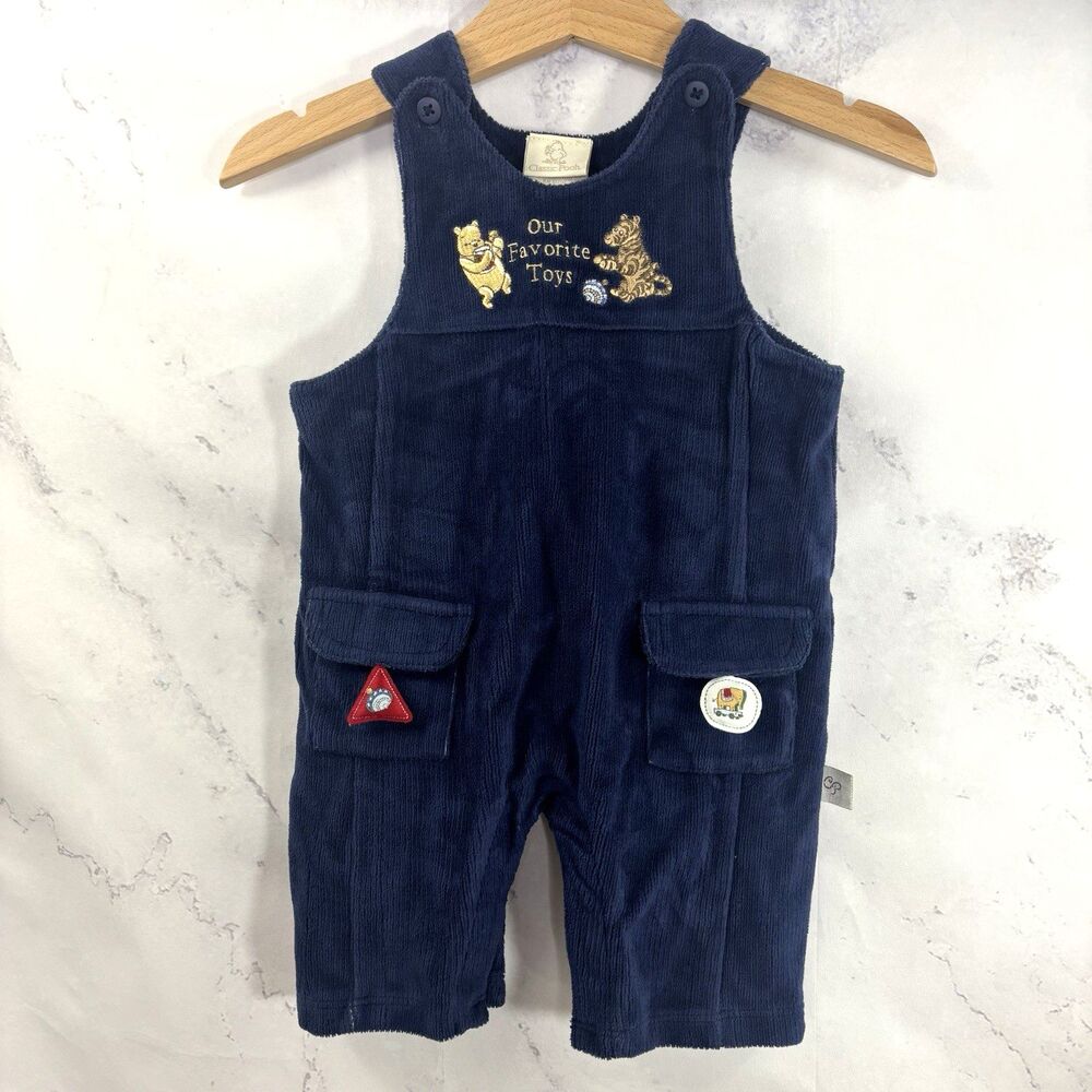 Vintage 90s y2k Disney Store Classic Pooh Corduroy Overalls Newborn Baby Retro